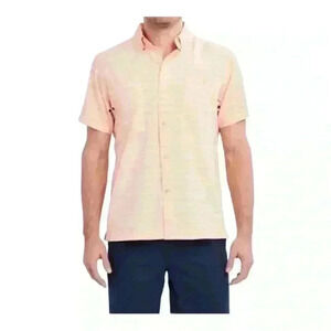Caribbean Joe NWT Men's Short Sleeve Button Down Shirt Shell Coral Size M